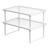 Amazon Basics Stackable Metal Kitchen Storage Shelves, Set of 2 - White, 12.5 L x 8 D x 4.5 H
