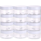 SATINIOR 12 Pack 4 oz Plastic Container Jars with Lids Round Clear Travel Cosmetic Container Slime Jars for Toiletries, Lotion,