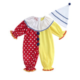 Thorn Tree Toddler Halloween Outfits Baby Boy Girl Clown Costume Contrast Color Long Sleeve Jumpsuit Hat Smocked Outfits (Red, 1