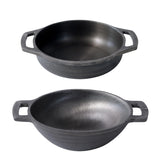 Kichera Cast Iron Kadai Combo |10 Inch Deep Kadhai + 9 Inch Flat Base Kadai | Heavy Duty Cookware Set for Frying, Curry & Deep C