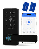 DESLOC B200L Fingerprint Smart Lock with Handle, Keyless Entry Door Locks, App Control, Touchscreen Keypad, 100 PIN Codes, Auto-