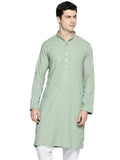 Jompers Men'S Chikankari Embroidered And Sequence Kurtas (Pista, M)