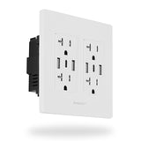 BASEPORT Premium Wall Outlet with USB Ports 125V 20 Amp Outlet, 5V/6A USB Outlets Receptacles, Dual USBA, 1 USBC, Double Gan