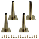 Smaxcn 4pcs 6 inch (15cm) Brass Metal Furniture Legs, Straight Metal Cabinet Legs with Level Feet