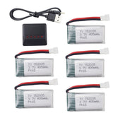 Sea Jump 5Pcs 3.7V 400Mah Li Battery With 5In1 Charger For Syma Q11 H99W H31 H6C H98 Tr-C385 Tr-P51 Tr-F22 Quadcopter Parts Aircraft Model Drone Battery At-96 -Like New