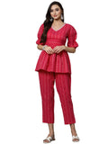 Stylum Women's Woven Design Cotton Co-Ord Set (CSRAMYAPINK34_Pink, XS)