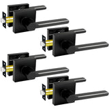 KAMOTA Passage Door Levers, 4 Pack Black Heavy-Duty Interior Door Handles, Square Non-Locking Door Locksets for Closets, Hallway