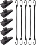 10 Pcs Heavy Duty Tarp Clips with Bungee Cord Hooks, 40cm Bungee Strap with Hook Lock Grip Secure Clamps for Tent, Canopy, Awnin