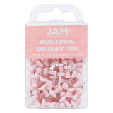 JAM PAPER Colorful Push Pins Baby Pink Pastel Pushpins 100/Pack