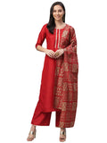 Gosriki Women'S Cotton Regular Kurta With Palazzo (Sonari Red_S_Go Small),Red,,B08VJFXTM7