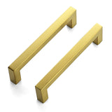 JOY DECOR 4 Pack Cabinet Handles, Gold Cabinet Pulls, 5 Inch Kitchen Closet Handles Square Drawer Pulls Stainless Steel Drawer H