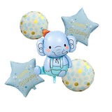 FI FLICK IN 5pcs Blue Elephant Foil Balloon Decoration Set