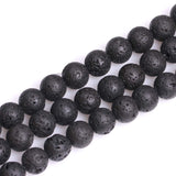 GEM-Inside 12mm Black Lava Gemstone Loose Beads Well Polished Crystal Energy Stone Power for Jewelry Making 15 Inches
