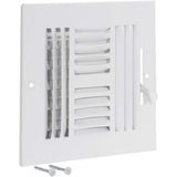 EZ-FLO 8 x 8 Inch (Duct Opening) Air Vent Cover for Wall or Ceiling, Four-Way Ventilation Register, Solid Steel HVAC Register Co