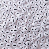 200+ Pieces 4x7mm Single Vowel I Letter Beads for Jewelry Making, White Round Acrylic Bulk Alphabet (Black on White)