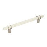 Amerock | Cabinet Pull | Marble White/Polished Nickel | 6-5/16 Inch (160 Mm) Center To Center | Carrione | 1 Pack | Drawer Pull