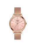 Timex Classics Analog Watch For Women With Pink Round Dial & Rose Gold Stainless Steel Bracelet Band Water Resistant Women'S Wri