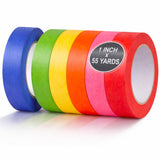 SWRT Colored Masking Tape Set of 6, Rainbow Artist Tape for Arts, Crafts, Labeling, and Classroom Easy Tear, No Residue, Vibra