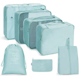 Flywind Polyester 7 Set Travel Organizer Bag 3 Packing Cubes + 3 Pouches + 1 Toiletry Organizer Bag(Light Blue)