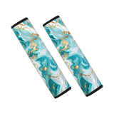 Forchrinse Teal Marble Print Car Seat Belt Cover 1 Pair,Soft Seatbelt Shoulder Strap Pads Cushions for Car, Truck, SUV,Camera,Ba