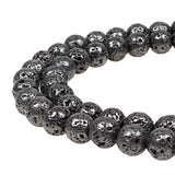 MJDCB Electroplate Black Natural Volcanic Lava Stone Round Loose Stone Beads DIY for Jewelry Bracelet Making (8mm)