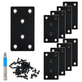 QSJ 8 Pack Black Flat Mending Plate 3.15x1.57'', Stainless Steel Bracket, Straight Metal Brace Bracket, Fixing Joining Plate for