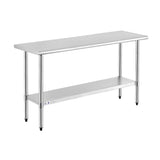 ROCKPOINT Stainless Steel Table for Prep & Work 18x60 Inches, NSF Metal Commercial Kitchen Heavy Duty Table with Adjustable Unde