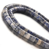 Tashidelek 1 Strand Natural Stone 3*6MM Gemstone Tube Rondell Spacer Loose Stone Beads (105-110PCS) Blue Spot