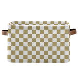 Browm Checkerboard Storage Basket Bins Decorative Organizer Bins Laundry Hamper Baskets with Handles for Office Bedroom Clothes