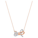 Swarovski Lifelong Bow Pendant, Women'S White Crystal Bow Design Pendant Necklace With Mixed Rose-Gold Tone And Rhodium Plating