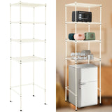 Huwena 4 Tier Mini Fridge Stand with Storage for Dorm Microwave Stand Over Mini Fridge Storage Shelf Adjustable Height Organizer