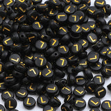 XIENBAOFU 100PCS Letter Beads 4X7mm Acrylic Alphabet Beads Gold Black Letter L Flat Round for Jewelry Making Bracelet Necklace K