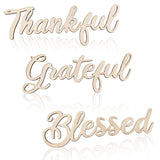 Zaruatu 3 Pcs Unfinished Wood Thanksgiving Cutout Thankful Grateful Blessed Word Sculptures Sign Wooden Letter Decorations for W
