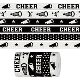 6 Pcs 3 Yards Sports Cheerleading Ribbon for Crafting Sewing, 3/8 Inch White Balck Grosgrain Ribbons for Gift Wrapping, Cheers K
