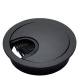 Matte Black Metal Cable Grommet | 2 Piece Lock in Feature with Brush Opening for Management of Office & Computer Desk Wires | 60