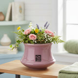 Xtore Graceful Pedestal Ceramic Planter For Indoor Plants & Tabletop Styling | Soft Pink Decorative Pot For Living Room, Desk &