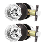 Orger 2 Pack Glass Door Knobs with Oil Rubbed Bronze Rosette, Bath/Bed Door Knobs for Privacy Use, Keyless Interior Door Handles