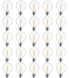 LiEiDi 25-Pack G40 LED Replacement Light Bulbs, E12 Screw Base Shatterproof Globe Bulbs for Outdoor String Lights, 0.6Watt Equva