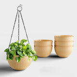 Yuccabe Italia Shera UroBasket Plastic Flower Pot With Drainage Holes Round Planter Pot Suitable For Inddor Outdoor Kitchen (Be