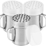 CUSINIUM 6oz Metal Parmesan Cheese Shakers with Large Holes - With Handle - Chili Flakes Dispensers - Pizza Shakers - Pack of 3