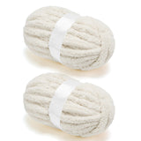 Chunky Chenille Yarn for Crocheting/Arm Knitting, Super Soft Jumbo Knit Blanket Yarn Beige 2 Pack (32 yds, 8.5 oz Each Pack)