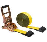 Mytee Products 2 x30' Self-Tensioning Ratchet Tie Down Straps with Flat Hooks - 3,333 Lbs WLL - Heavy Duty Tie Down Ratchet Stra