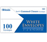 Bazic 5046 White Envelope with Gummed Closure, No. 63/4 (100Pack)