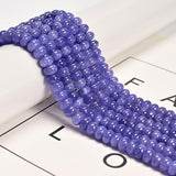 Land Long 76 Pcs 5x8mm Tanzanite Color Dyed Jade Stone Bead Smooth Rondelle Gemstone Beads for Jewelry Making Necklace Crafts Br