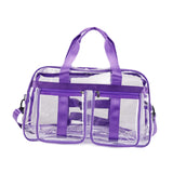 Zoomella Pvc Clear Tote Bag Casual Transparent Handbag For Hiking Business Trip Beach Purple