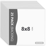 Somime 25 Pack Backing Boards Only - 8x8 Uncut White Mats Matboards, Acid Free & White Core Backerboards, Ideal for Photos/Pictu
