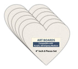 Variety Canvas 4 Inch Heart Shape 5 Oz Gesso Primed Art Board For Painting With Wooden Panel, Professional Artist Painting Board