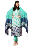 Anni Designer Women'S Cotton Blend Straight Printed Kurta With Pant & Dupatta (Sbx Gb Multi_M_Light Blue_Medium),Light Blue,M