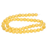 HARFINGTON 48pcs Orange Yellow Cat's Eye Stone Beads 8mm Round Smooth Gemstone Crystal Loose Bead for Jewelry Making Bracelets N