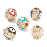 LiQunSweet 10 Pcs Charming Micro Pave Cubic Zirconia Bead Enamel Round Ball Evil Eye Loose Bead for Jewelry Making DIY Craft - 8